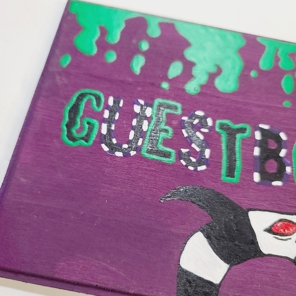 Halloween Wedding Party Hand Painted Beetlejuice Guest Book Sign - Picture 10 of 10
